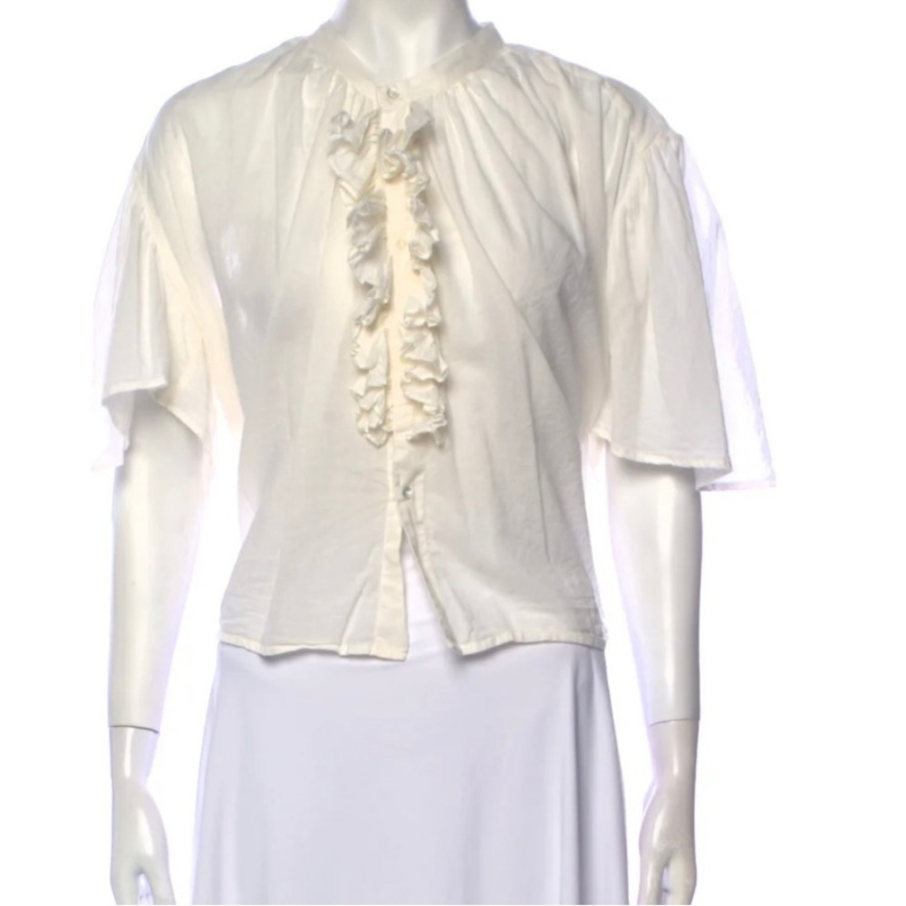 Nili Lotan 100% cotton cream blouse